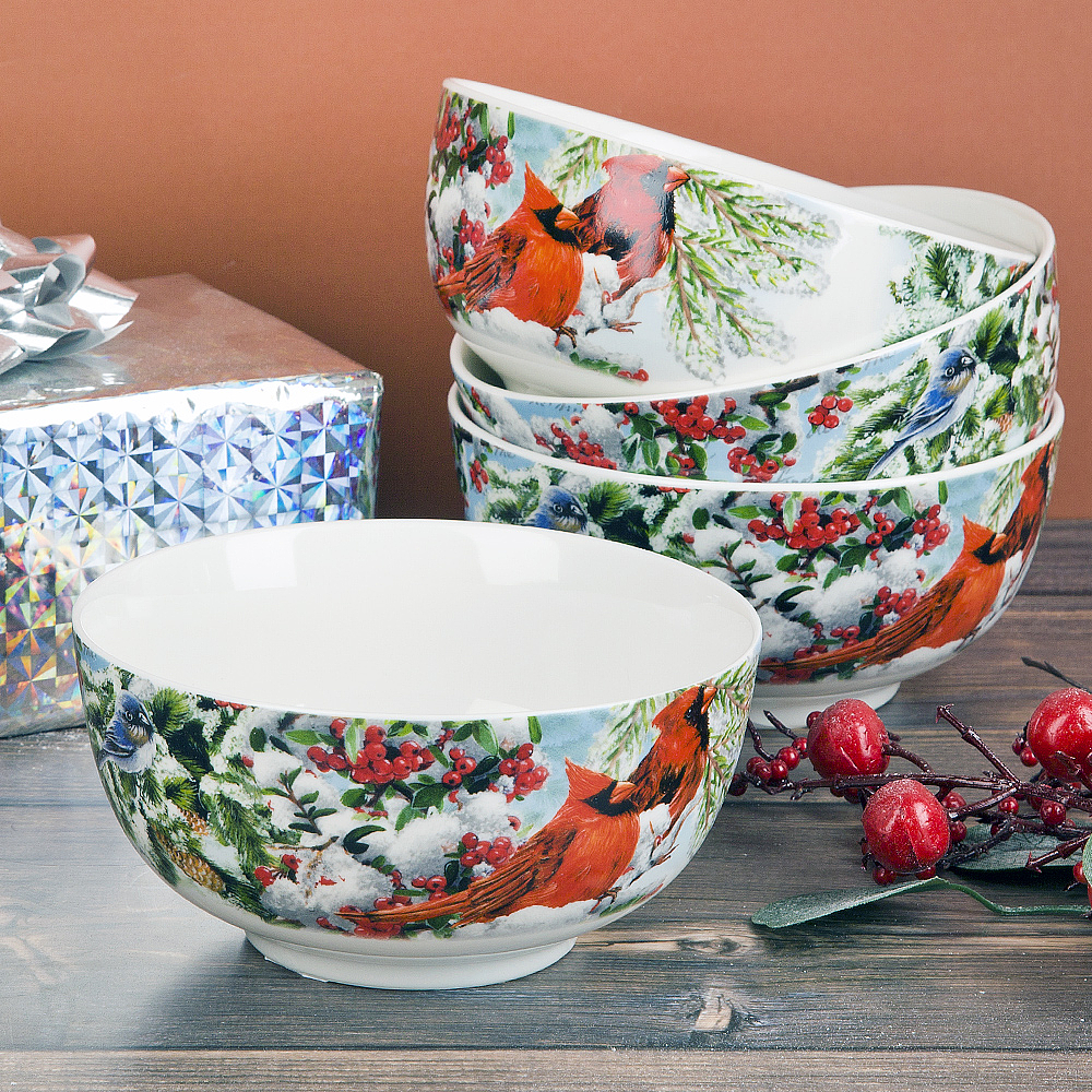 Салатник "красный кардинал" 14*14*7 см, 630 мл фарфор (6/24) "nouvelle home" n0990588