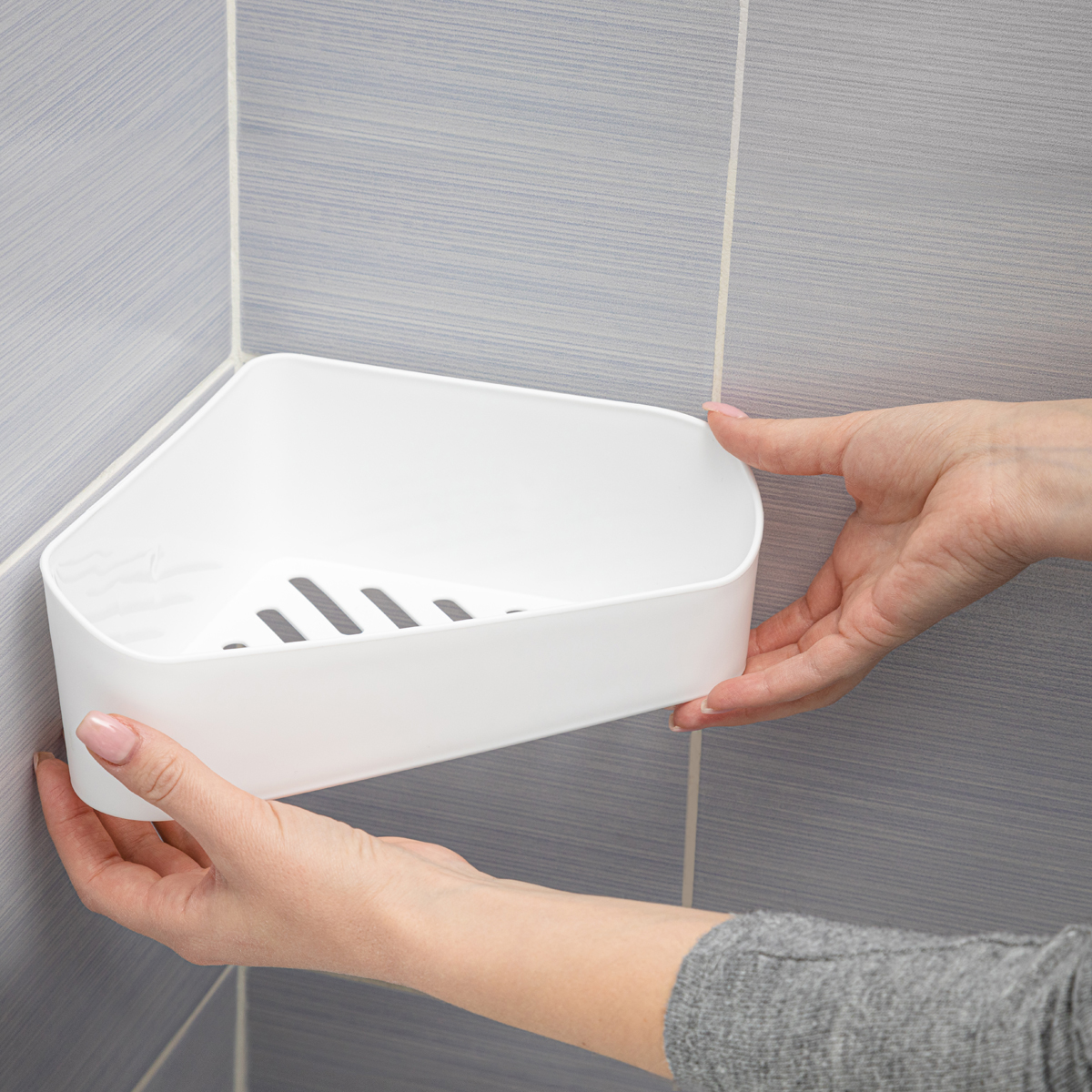 Полка для ванной угловая на скотче (белая) (1/16) "альтернатива" м8434