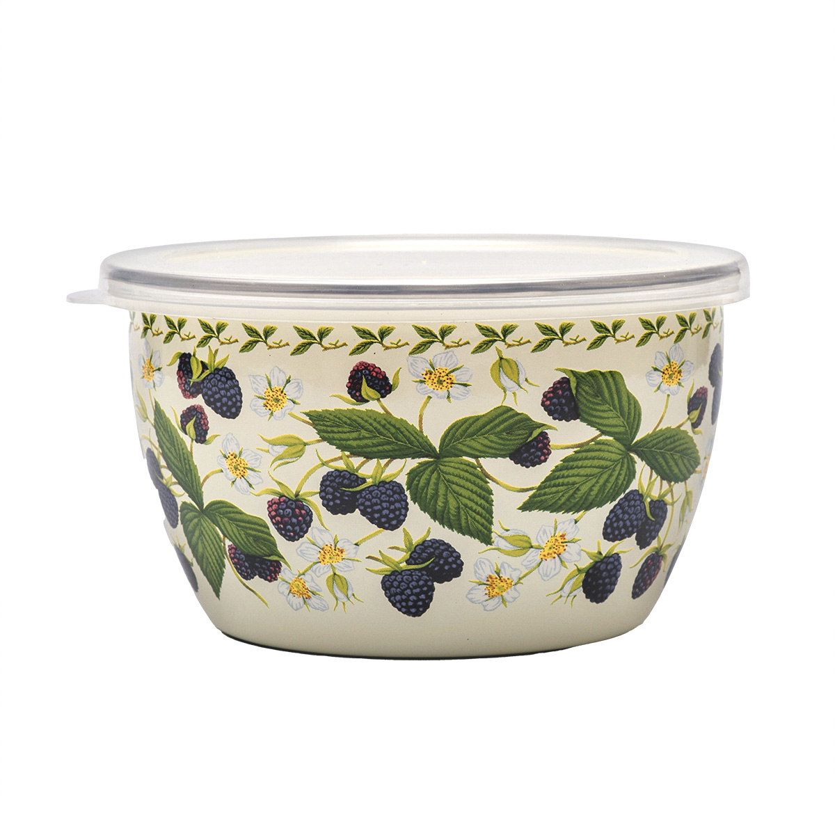 Миска эмалиров."ежевика" 1,7 л, 16 см пласт. крышка (1/4) "metrot"