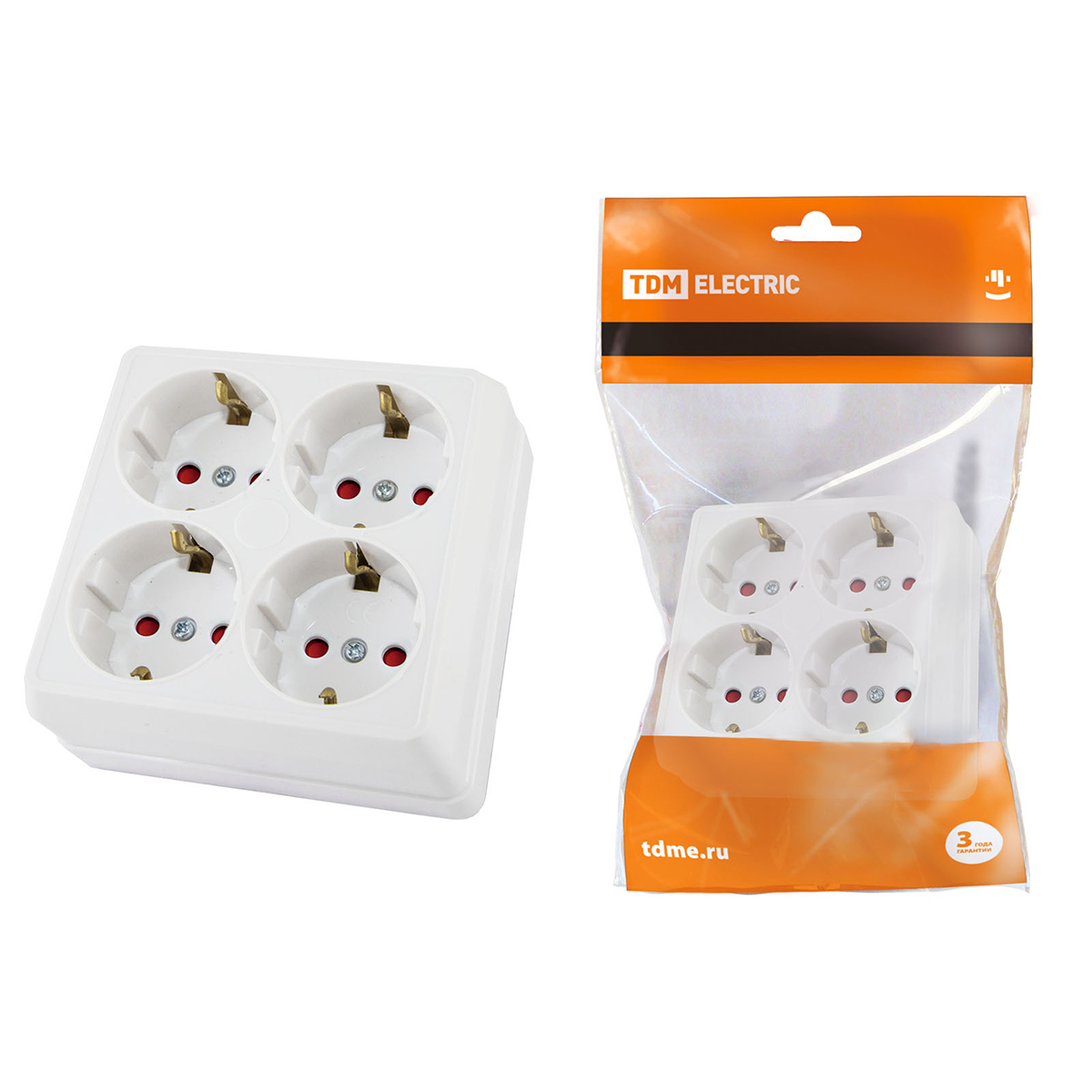 Розетка 4-х местн. с заземл. откр. уст. 16a 250в ip20 защ. шт. "ладога" белая (1/6/60) sq1801-0123