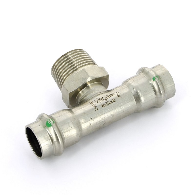 Тройник пресс-Н 18х3/4"х18 нержавеющая сталь Sanpress Inox VIEGA