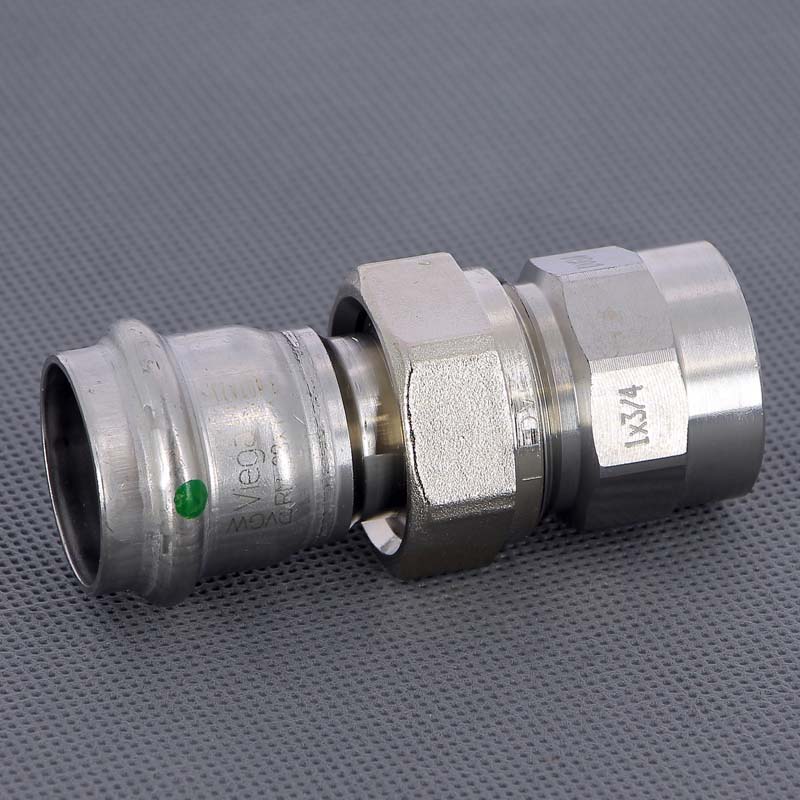 Муфта пресс-В разъёмная 28x1" с плоской прокладкой нержавеющая сталь Sanpress Inox VIEGA