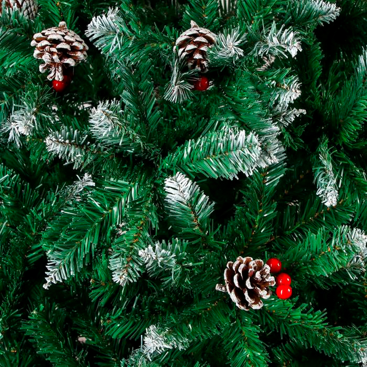 Ель декор. "иней с ягодами" 210 см, 1100 веток (зеленая) "зимнее волшебство" 540648