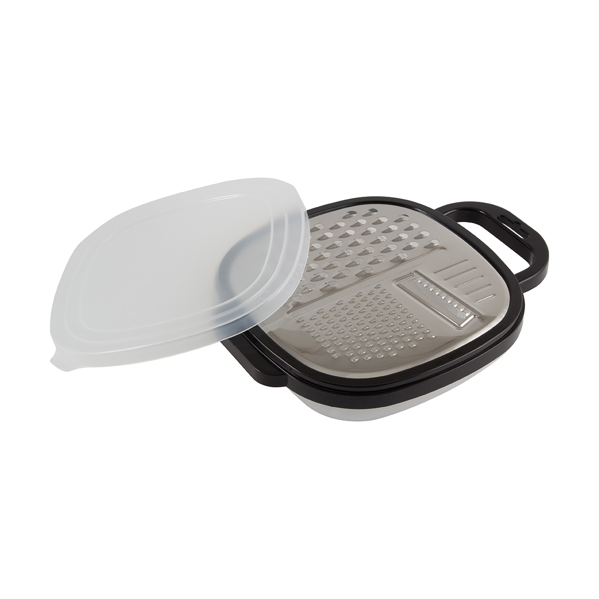 Терка с контейнером и крышкой 24,5*19*6 см (черный) (1/20/40) "mallony" gr-228b