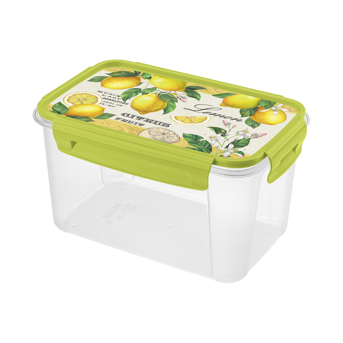 Контейнер для продуктов "lock&ok" с декором 1,5 л прямоуг. (зеленый) (1/18) "бытпласт"