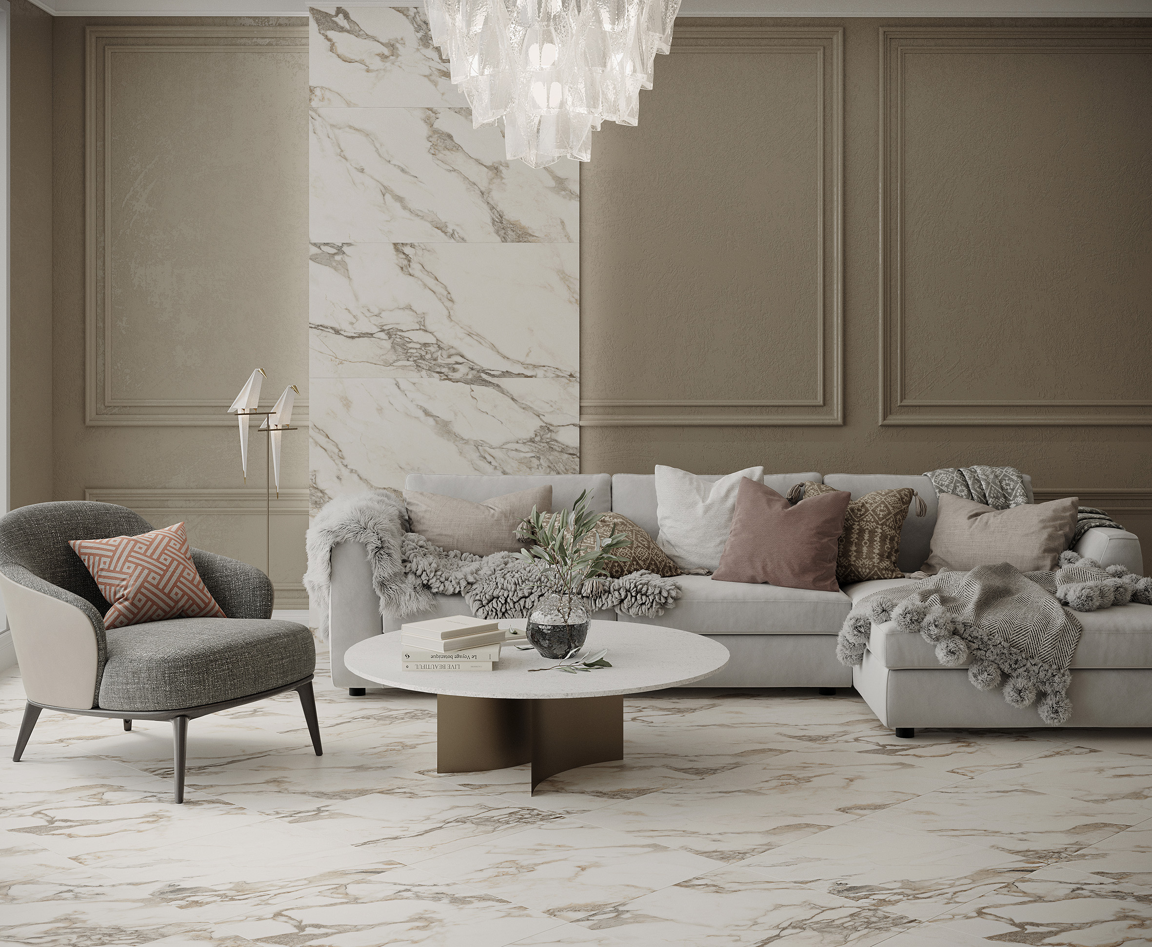 Calacatta carve керамогранит карвинг 60x60