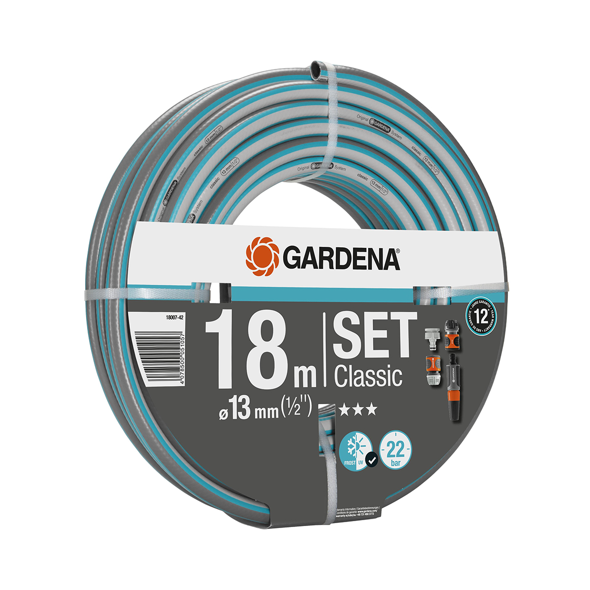 Шланг "classic" 1/2" 18 м с фитингами (1/14) "gardena" 18007-42.000.00