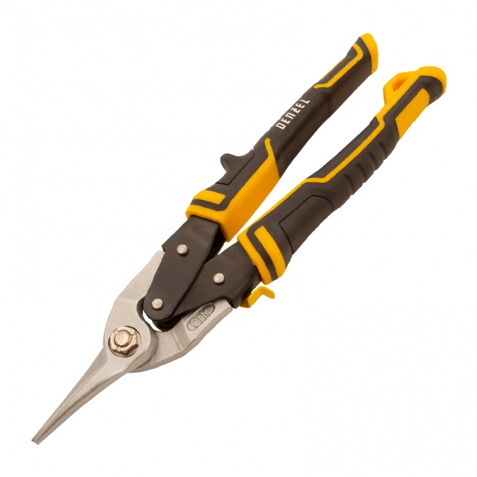 Ножницы по металлу, 270 мм, прямой рез, сталь-CrMo, трехкомпонентные рукоятки Denzel (78370)