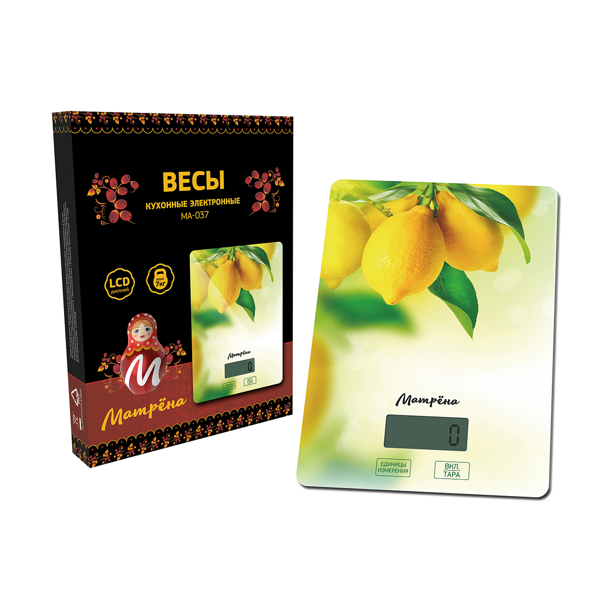 Весы кухонные электронные "матрёна" ма-037 до 7 кг (лимон) (1/12)