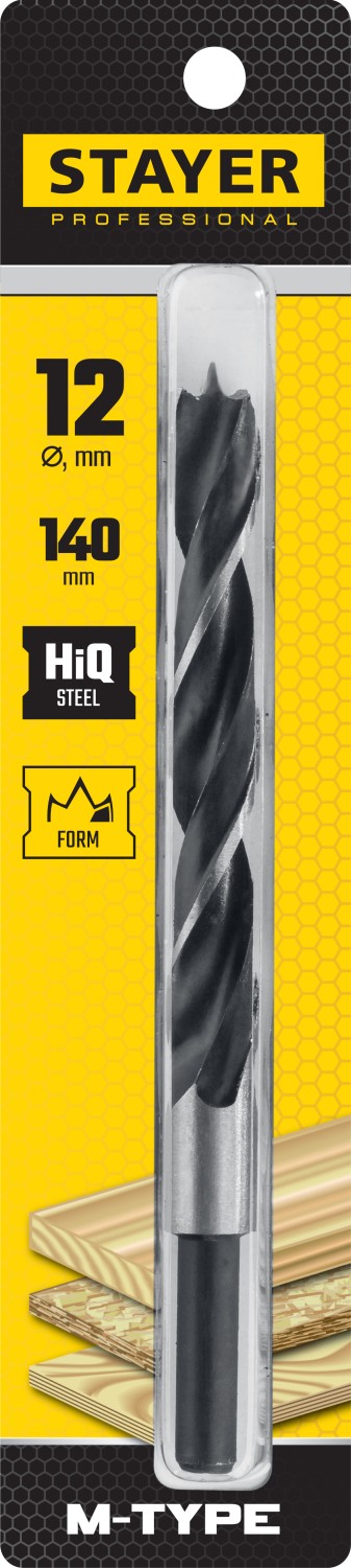 STAYER M-type, 12.0 x 140/85 мм, М-образная заточка, спиральное сверло по дереву (2942-140-12)