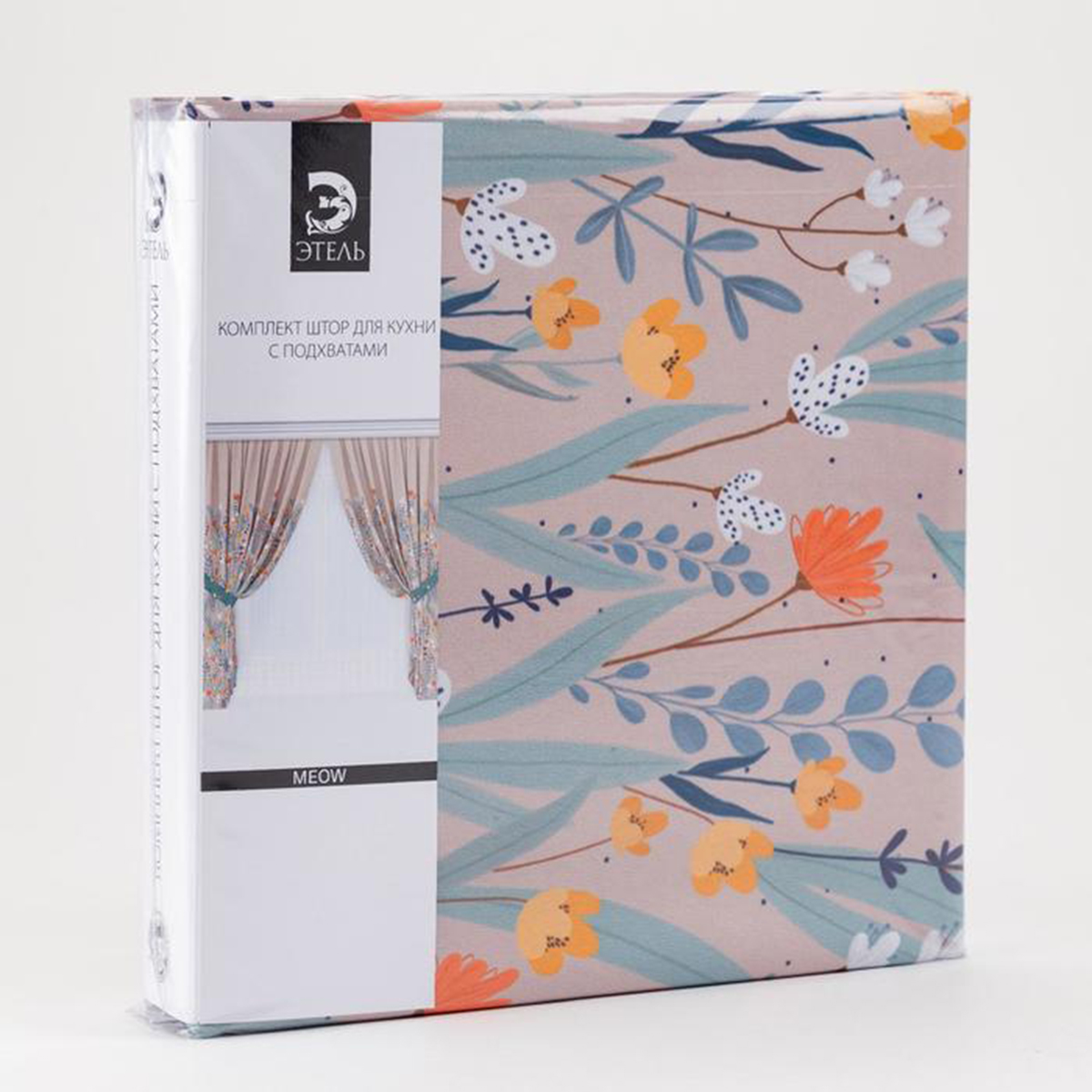 Шторы для кухни "meow" 145*180 см компл. 2 шт. с подхватами (1) "этель" 5513588