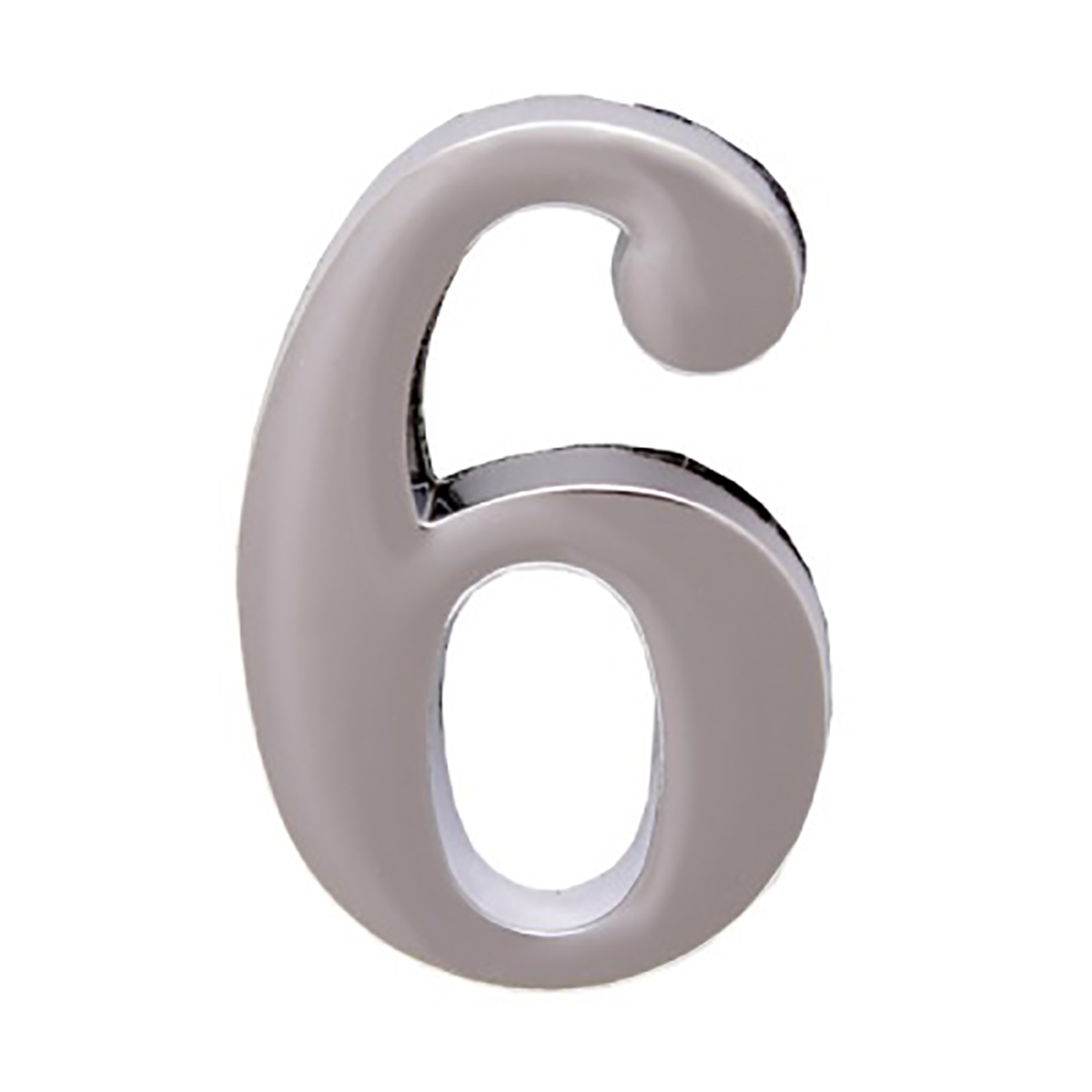 Цифра дверная на клеевой основе "6" хром (20/600) "аллюр"