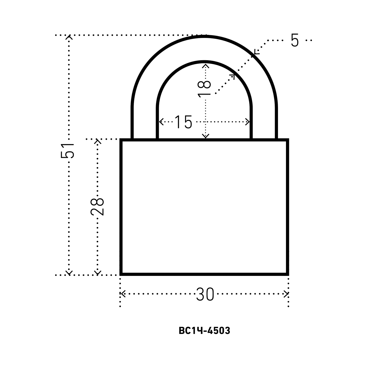 Замок навесной вс1ч-4503  5 мм (5 ключей) (1/12/144) "аллюр"