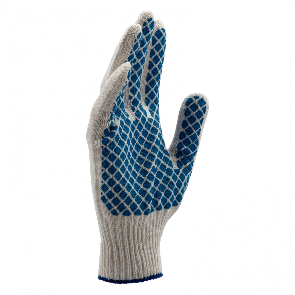 Перчатки х/б, ПВХ покрытие, "Шахматный облив", 10 класс (67713)