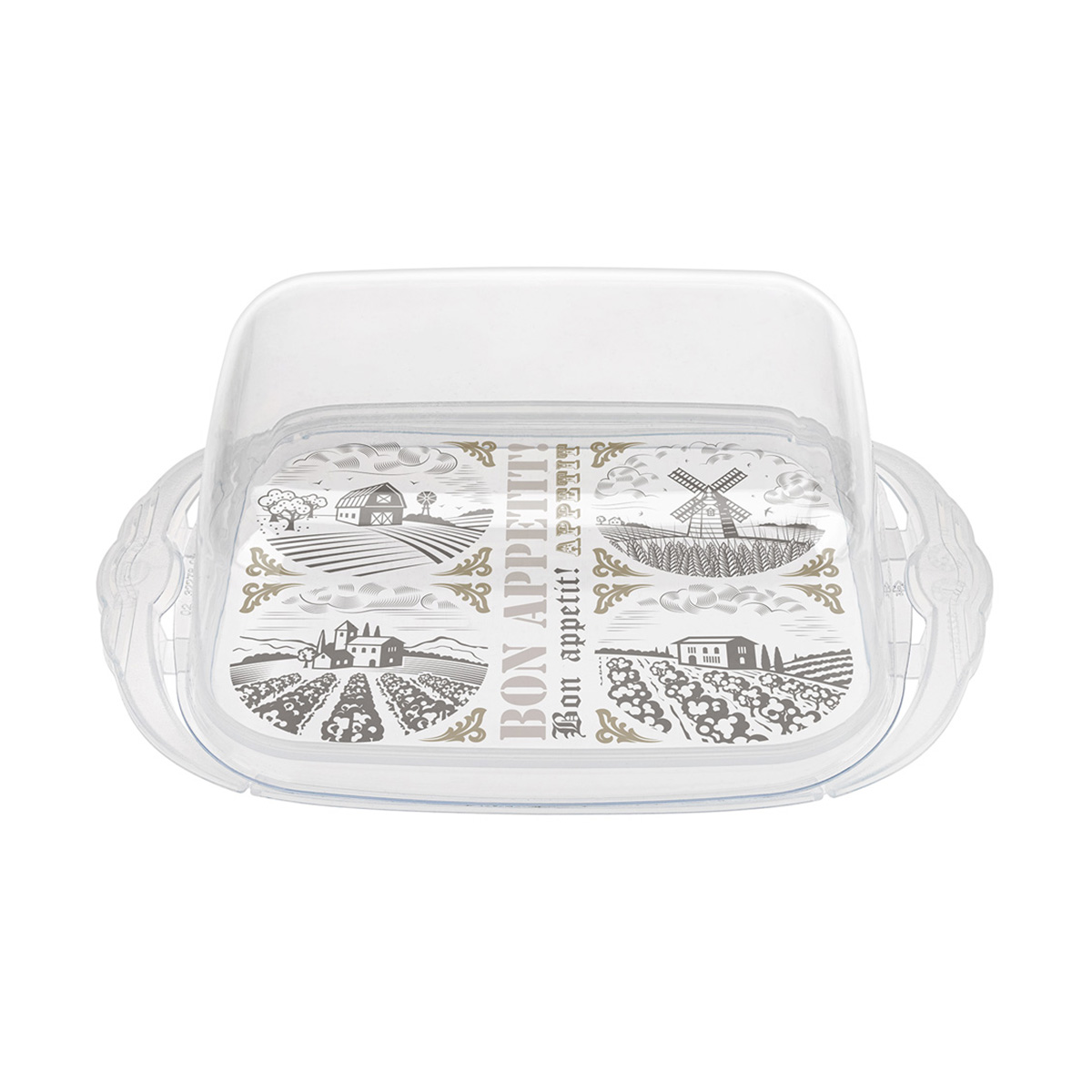 Масленка с декором 189*110*69 мм (бесцветный) (1/12) "бытпласт"