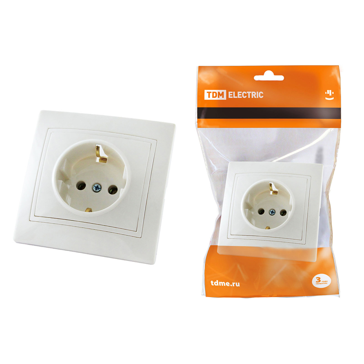 Розетка с заземл. 16а 250в ip20 "таймыр" белая (1/10/100) tdm sq1814-0012