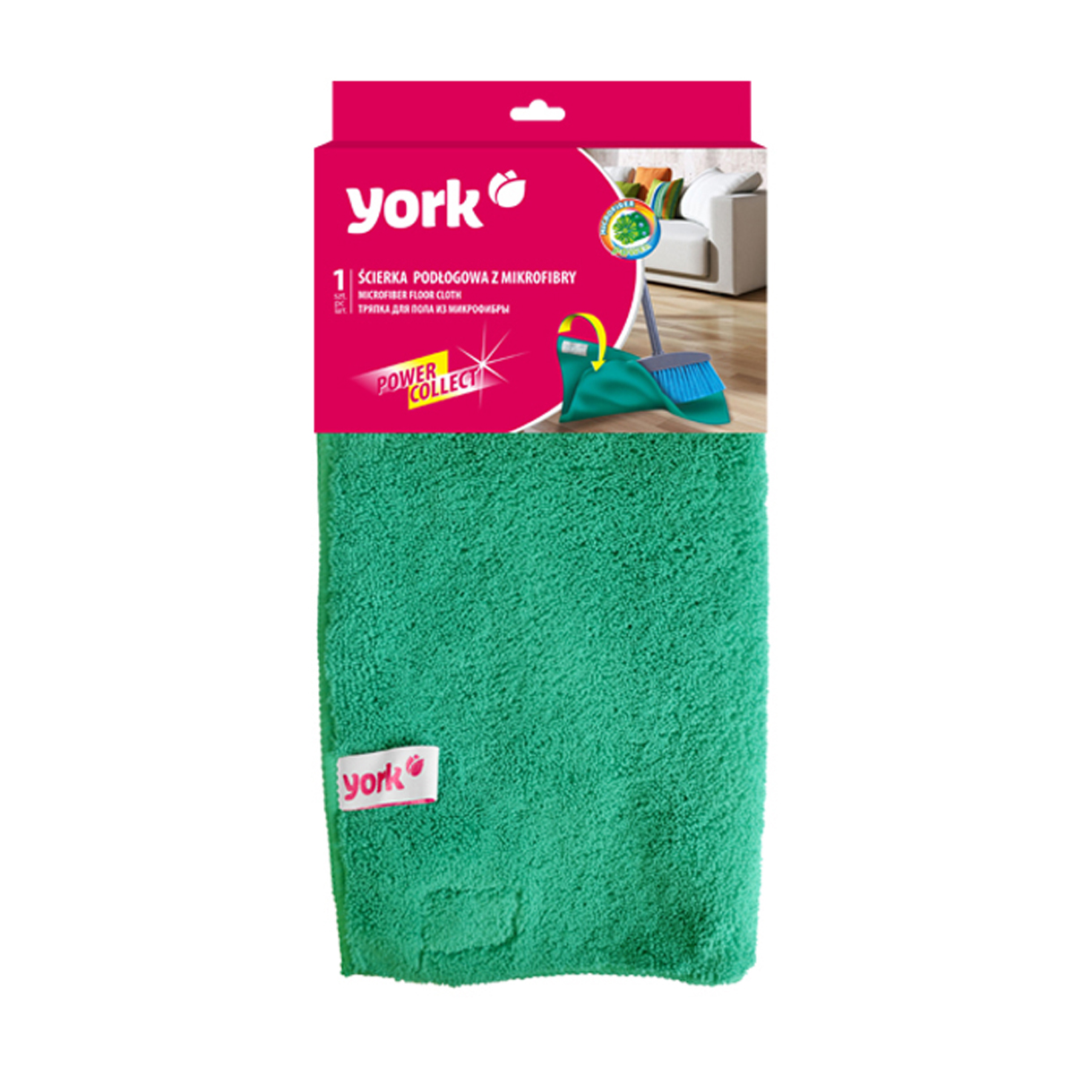Тряпка для пола  50*60 см (микрофибра) двусторонняя с застежкой (1/20) "york"