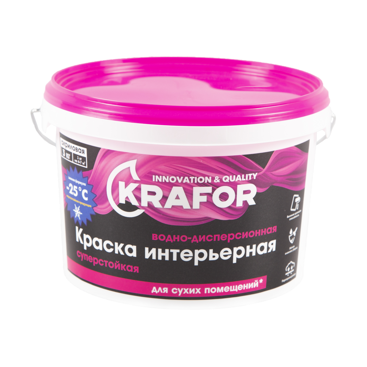 Краска в/д интер. суперстойкая  3 кг (1) "krafor"   (розов.)