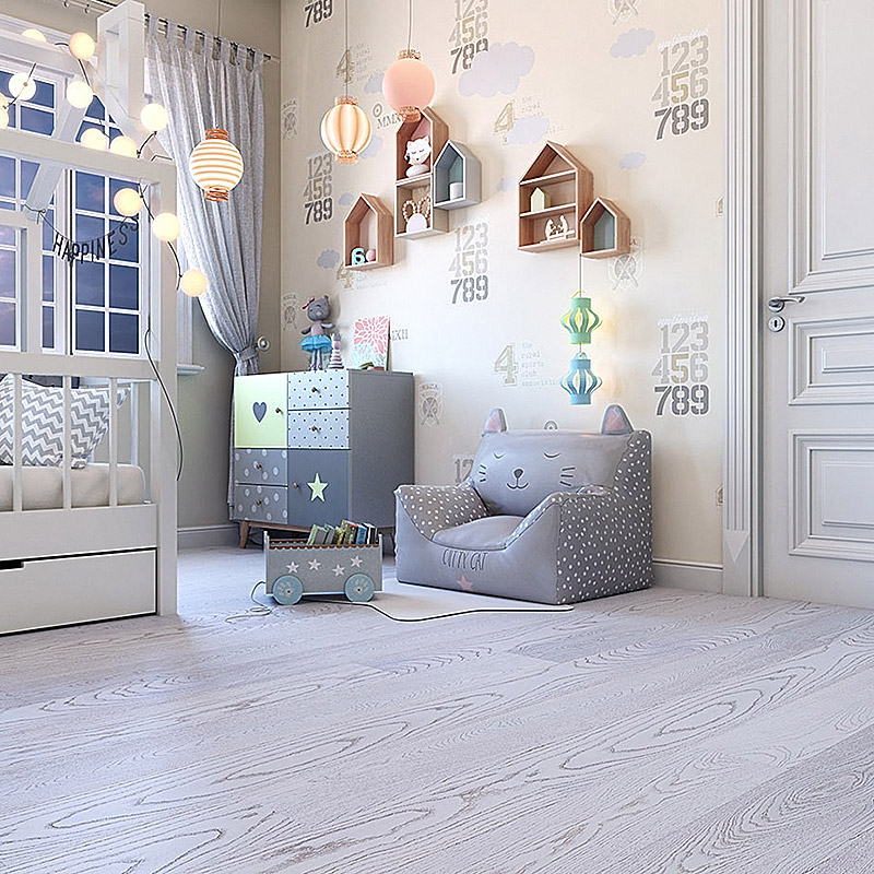 Паркетная доска Polarwood Дуб Элара снежно-белый матовый однополосный Oak FP 138 Elara White Matt Loc