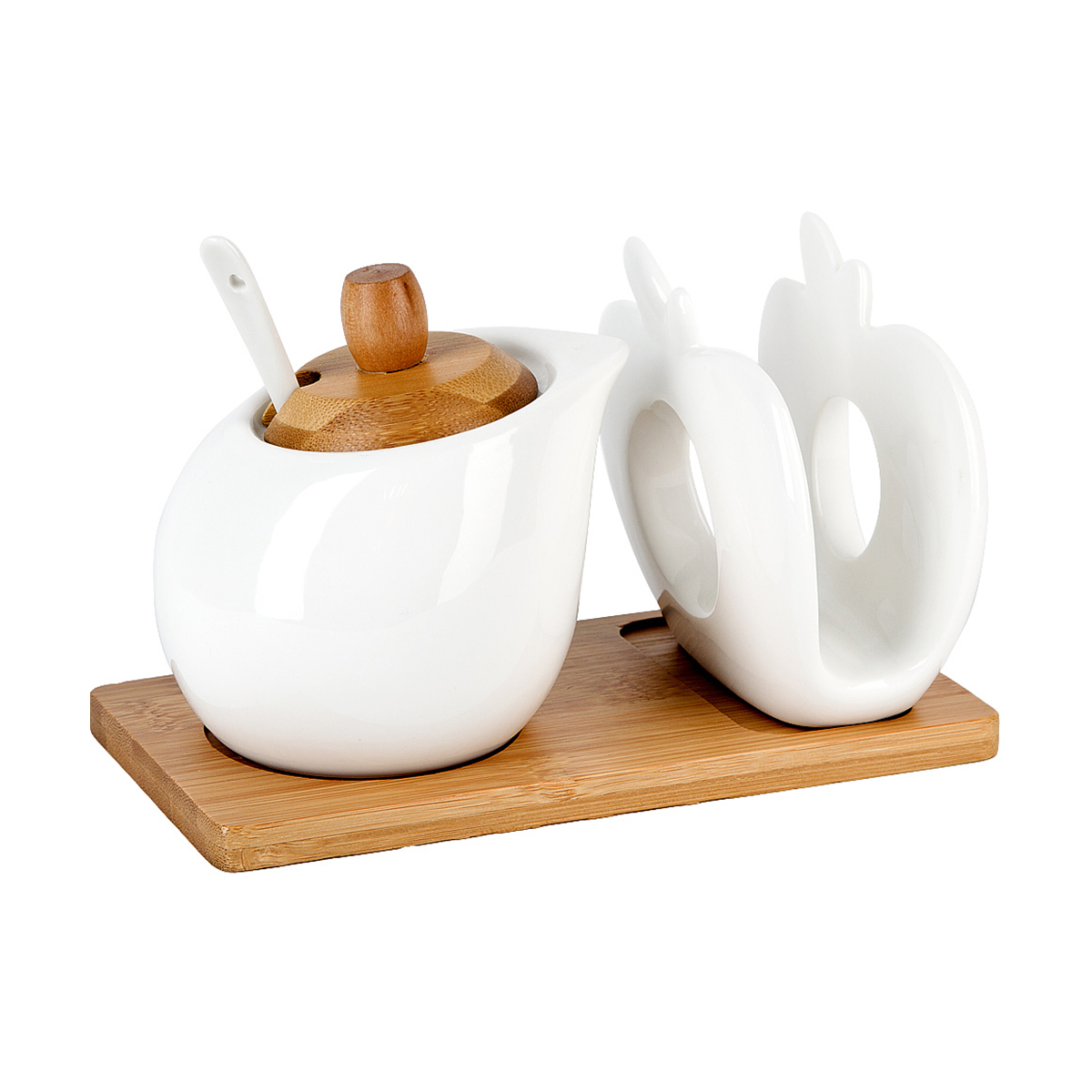 Набор на подставке (сахарница с ложкой + салфетница) "naturel" (1/16) "nouvelle home" 2631042