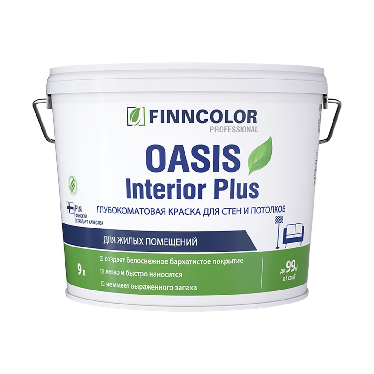 Краска "oasis interior plus"  9 л (1)  для стен и потолков "тиккурила"