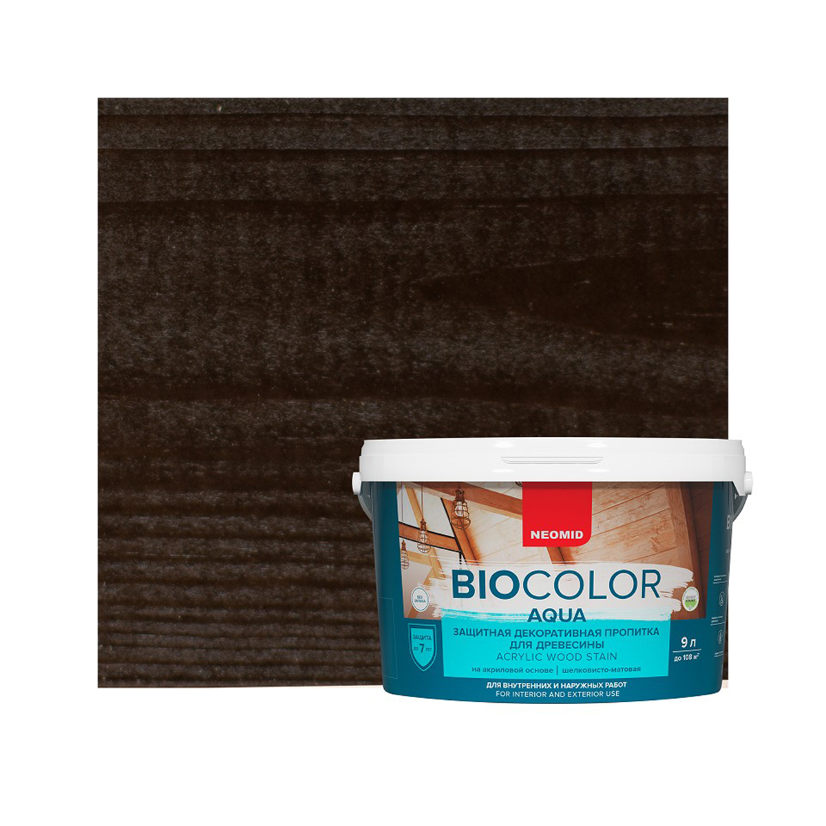 Пропитка защитная декоративная для древесины "bio color aqua" 9 л венге (1) "neomid"