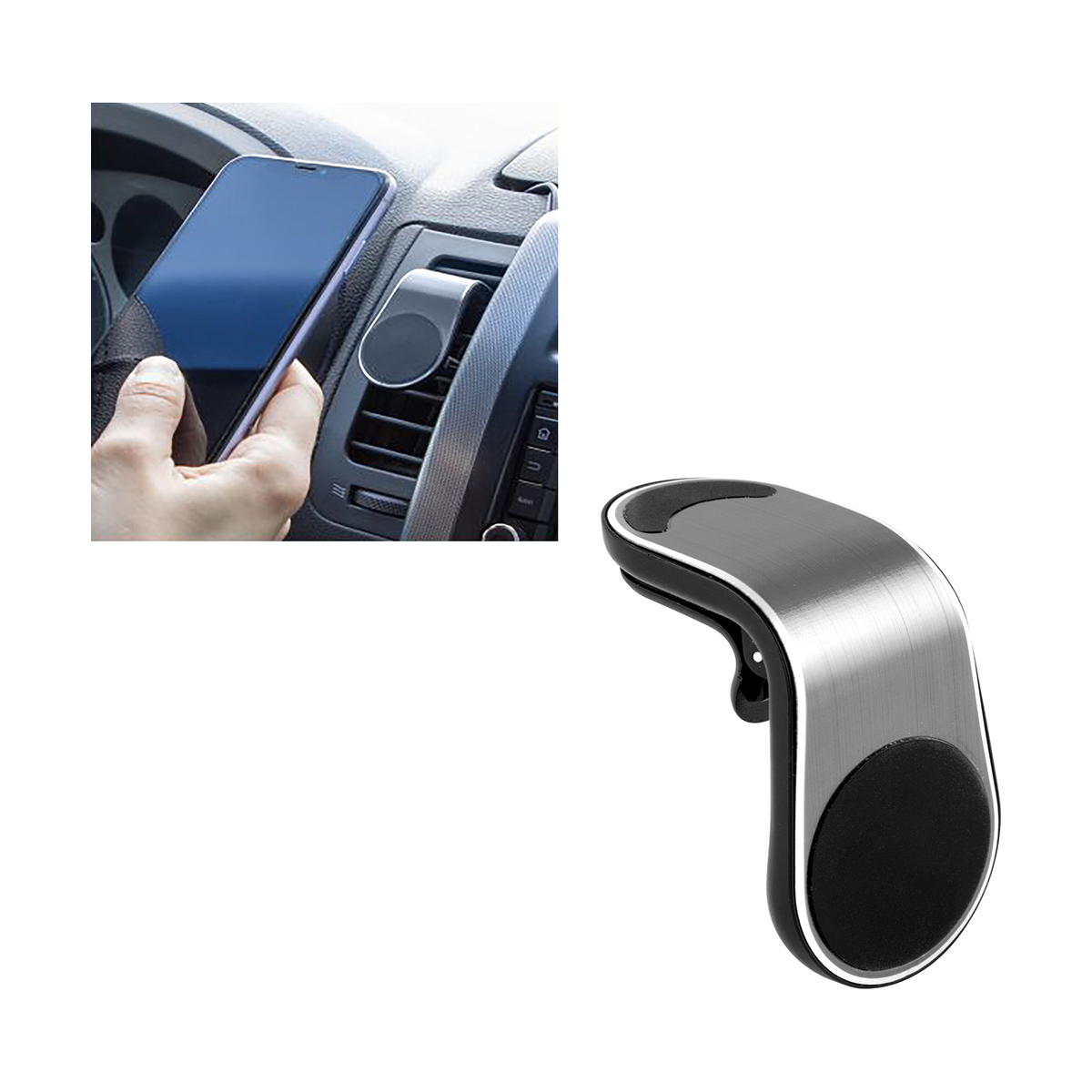 Держатель телефона магнитный на дефлектор em-004 (серебро) (1/300) "energy"