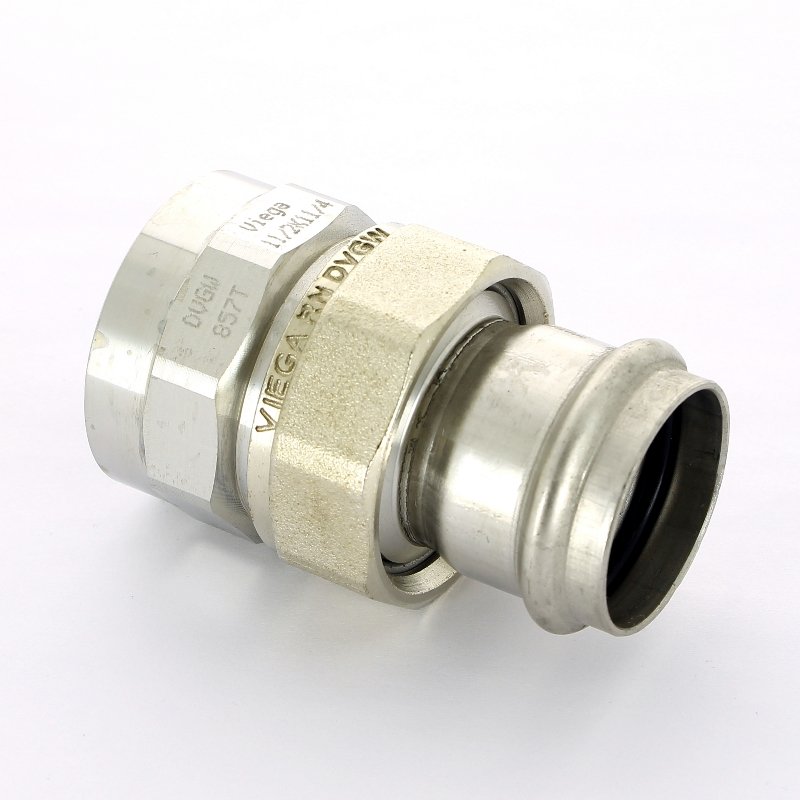 Муфта пресс-В разъёмная 35x1"1/4 с плоской прокладкой нержавеющая сталь Sanpress Inox VIEGA