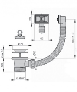 Водослив для мойки 1"1/2 с нерж. решеткой Ø 70мм и гофропереливом M1119 MIANO