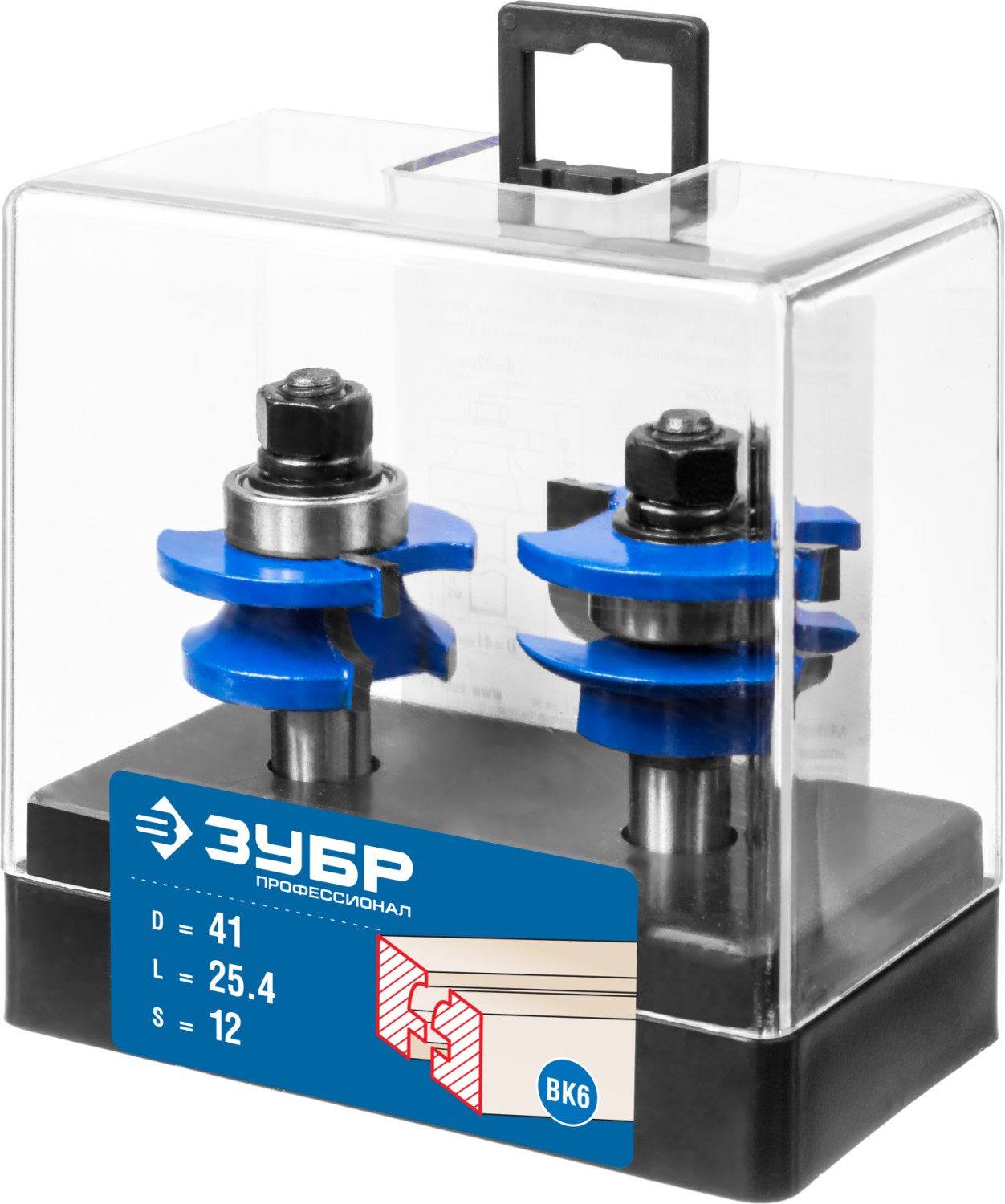 ЗУБР 41 x 23 мм, хвостовик 12 мм, набор фрез рамочных №3, Профессионал (28773-41.3-H2)