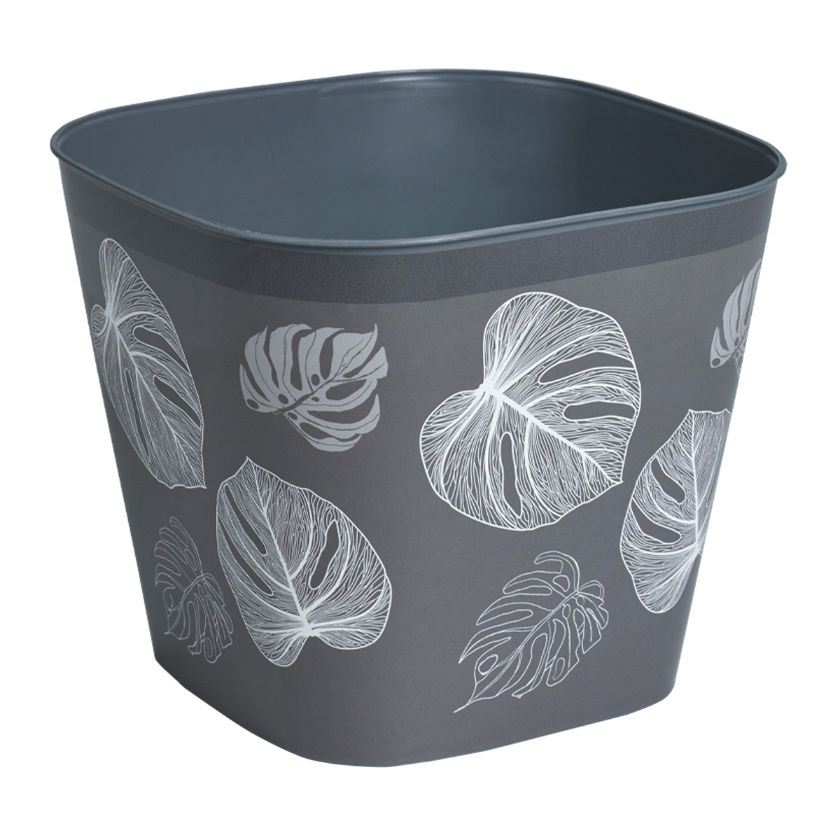 Кашпо для цветов с поддоном  квадратное "листопад" 3,7 л (темно-серый (1/18) "виолет"