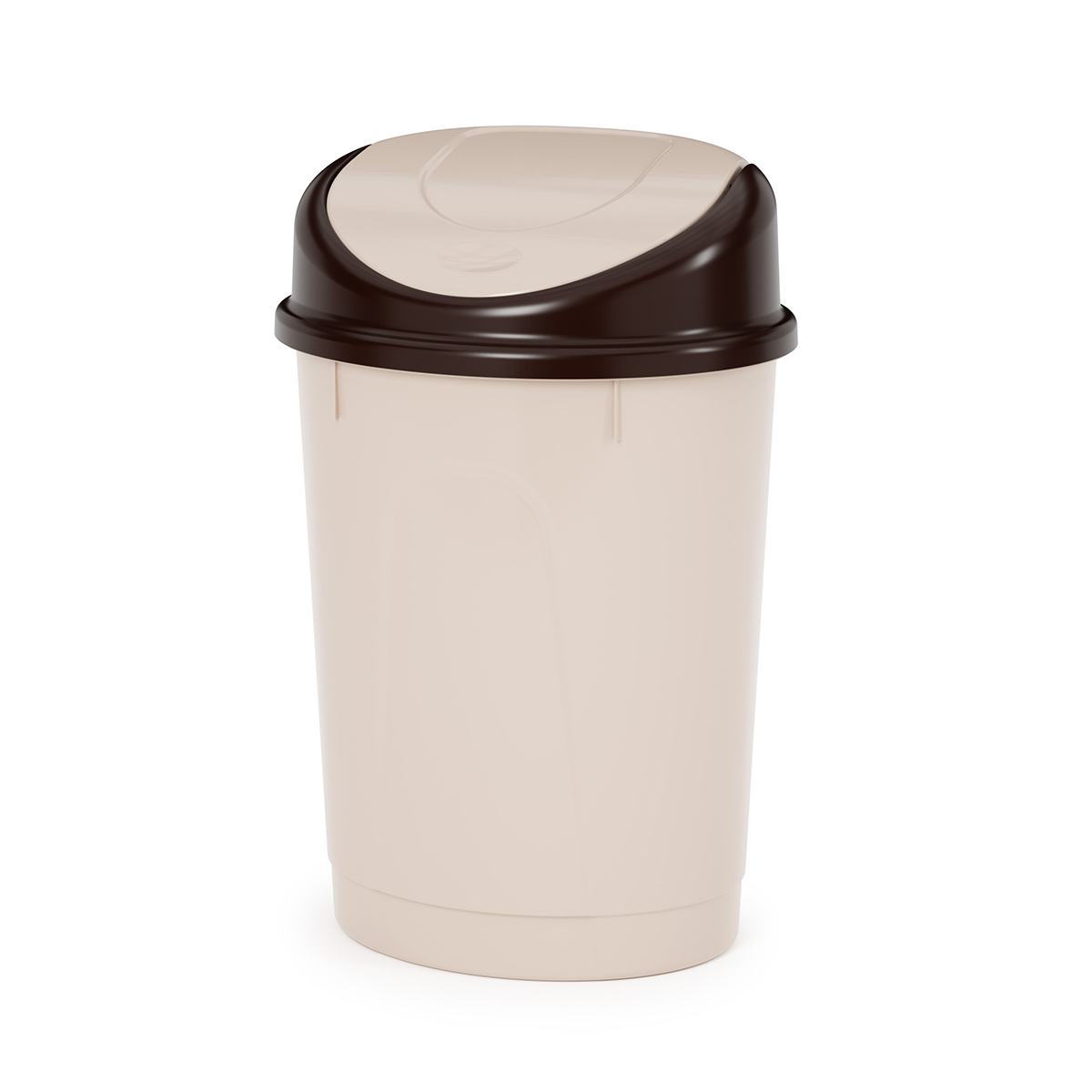 Контейнер для мусора 12 л овальный с плавающей крышкой (бежевый) (1/6) "альтернатива" м1549