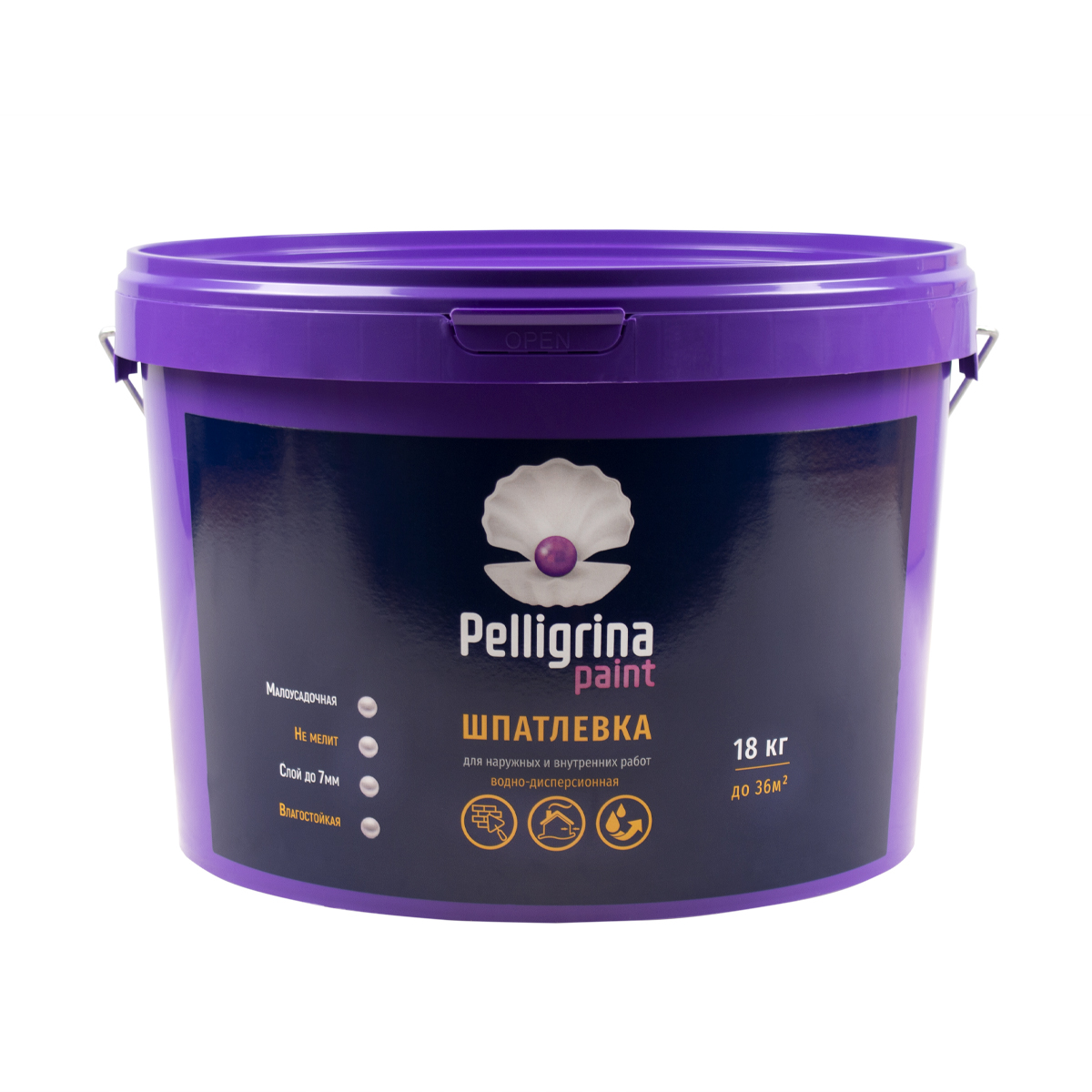 Шпатлевка унив. акрил. для наруж./внутр. работ 18 кг (1) "pelligrina paint"