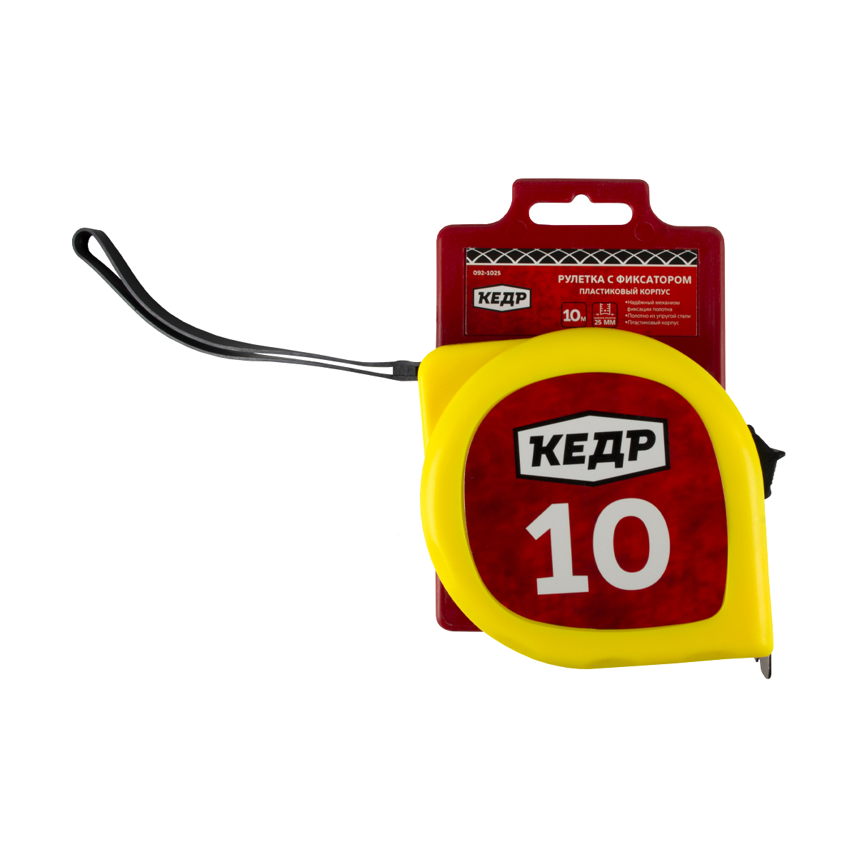 Рулетка с фиксатором, пласт. корпус 10 м/25 мм (1/6/36) "кедр"  092-1025