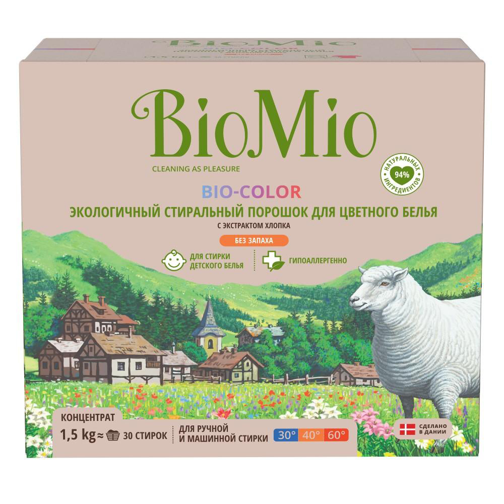 Стиральный порошок "bio-color" для цветного белья (хлопок) концентрат 1,5 кг (1/8) biomio