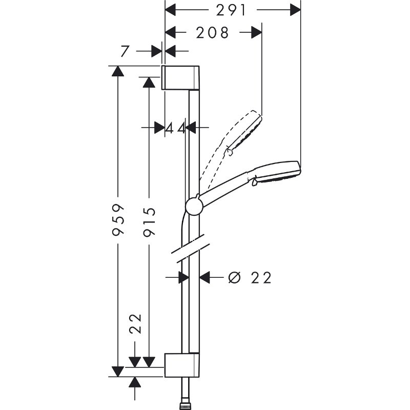 Душевой гарнитур HansGrohe HG Crometta 100 Multi со штангой 90 см белый/хром