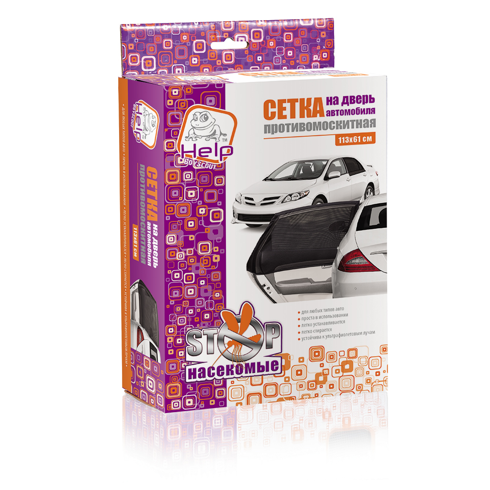 Сетка москитная на дверь автомобиля 113*61 см (1/12) "help" 80013 россия