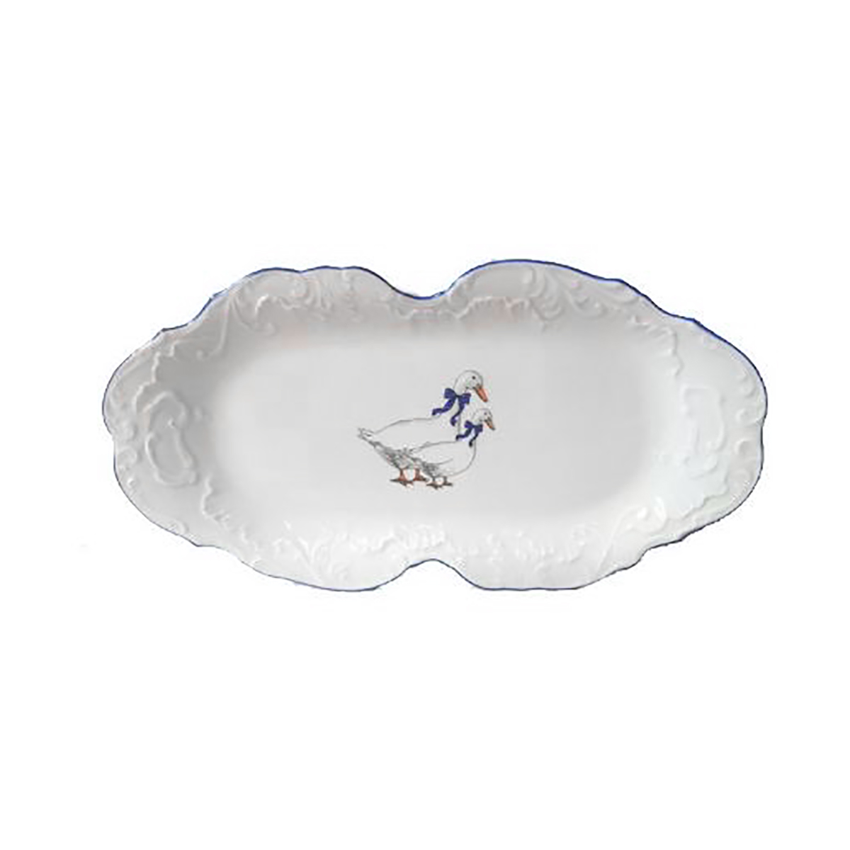 Блюдо прямоугольное "rococo" гуси 36 х 17,5 см (1/6/24) "cmielow" omd666-рококо-15