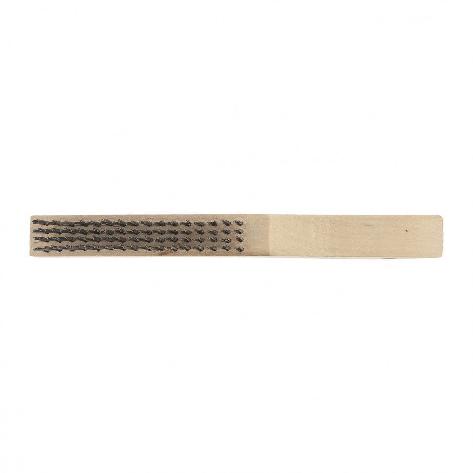 Щетка зачистная четырехрядная, закаленная прямая проволока с деревянной ручкой Сибртех (74804)