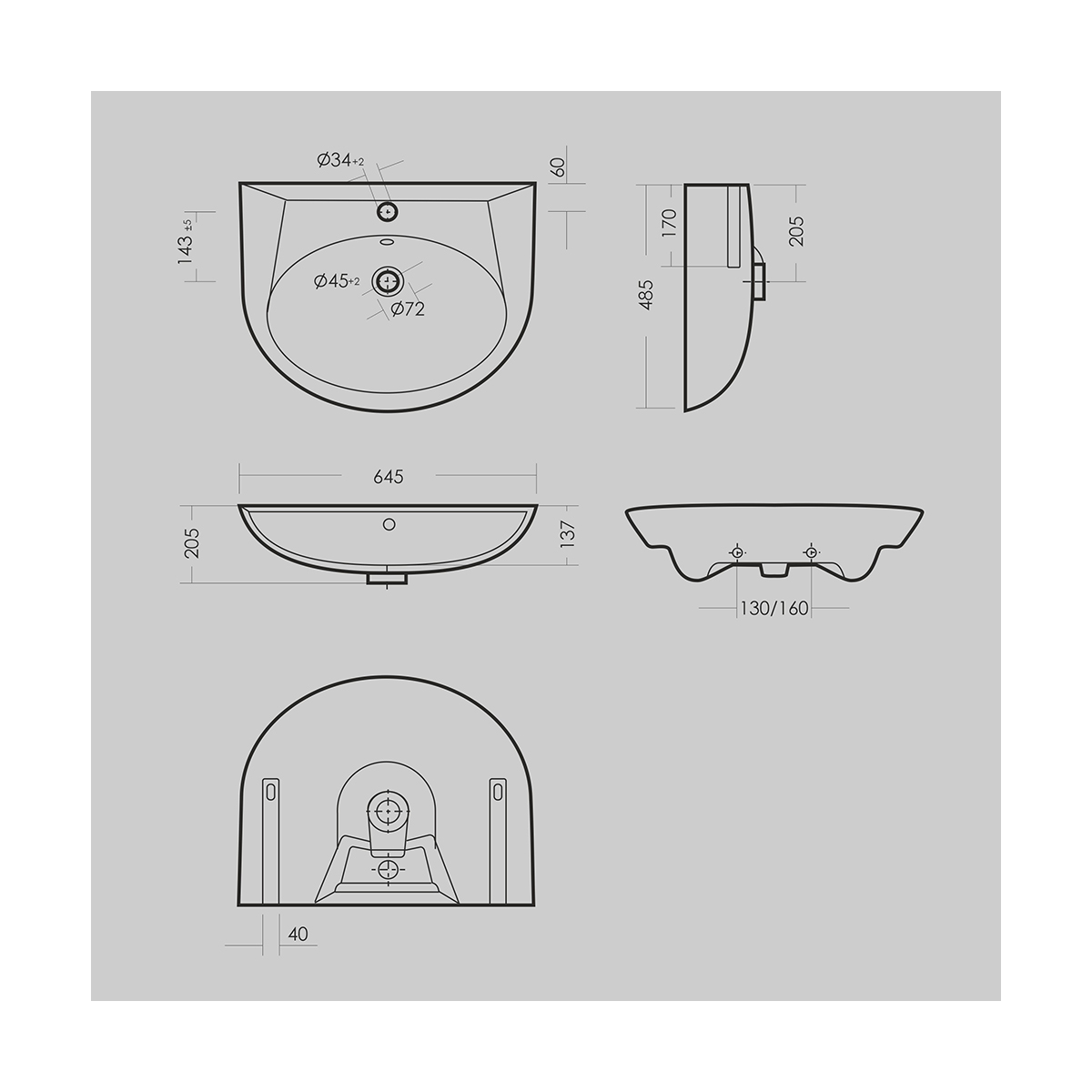 Раковина "classic" белая "sanita luxe"  wb.pd/classic/65-c/wht.g/s1
