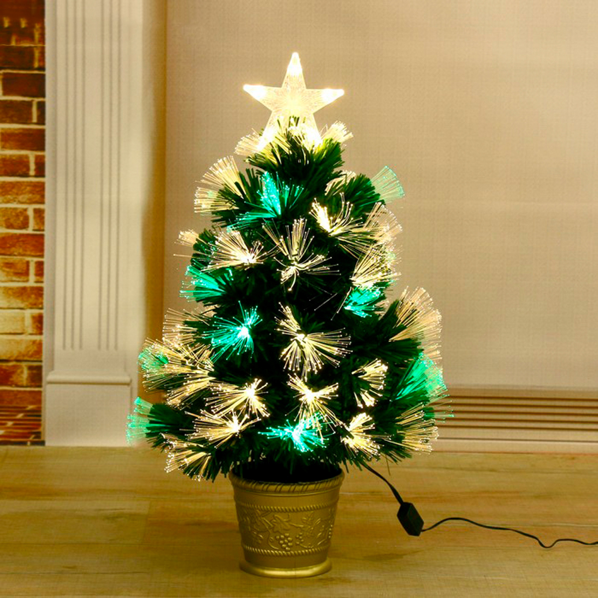 Ель декор. фиброоптич. t763v24-60  60 см, 55 веток (зеленая) "зимнее волшебство" 700934