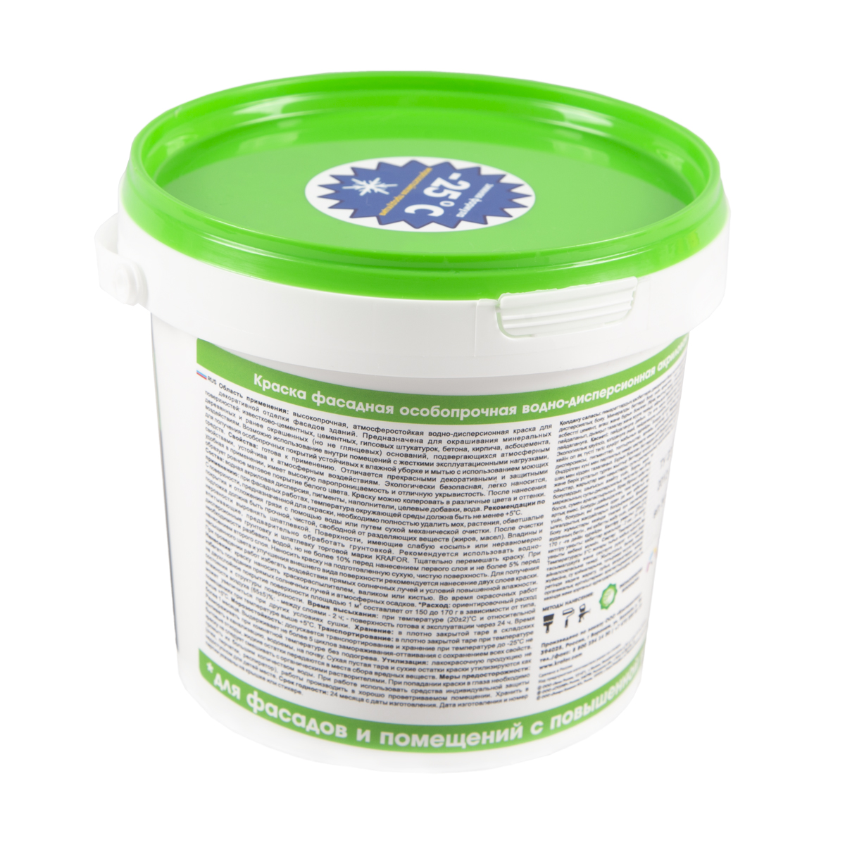 Краска в/д фасадная особопрочная  1,5 кг (1/6) "krafor" (зелен.)