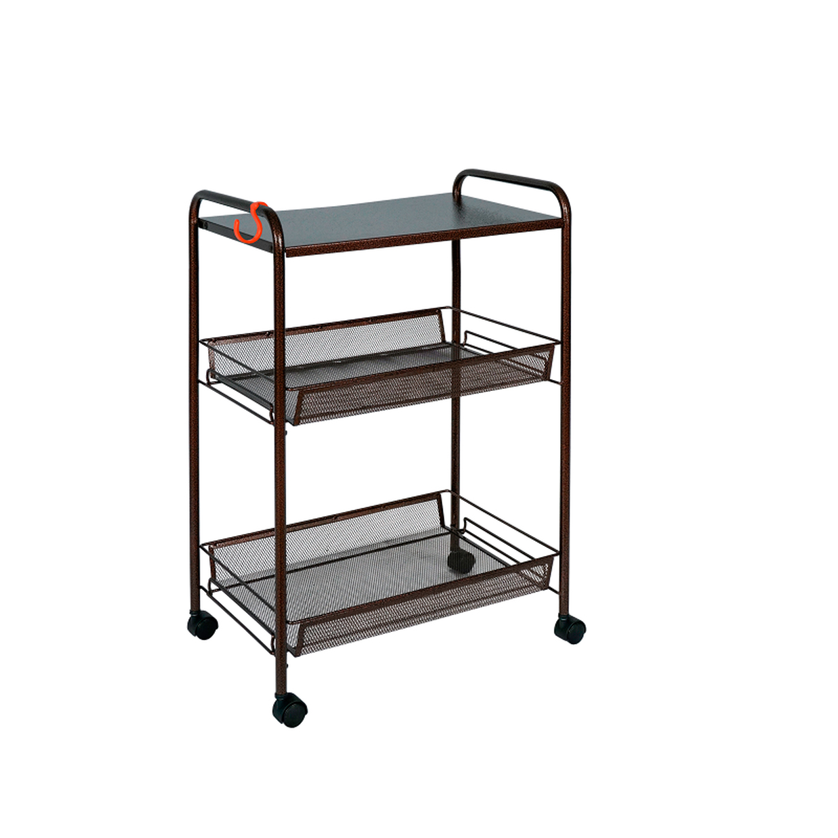 Этажерка "ладья 33кс" 2 корзины + полка (450*300*650 мм) на колесах, медный антик (1) э 356 м