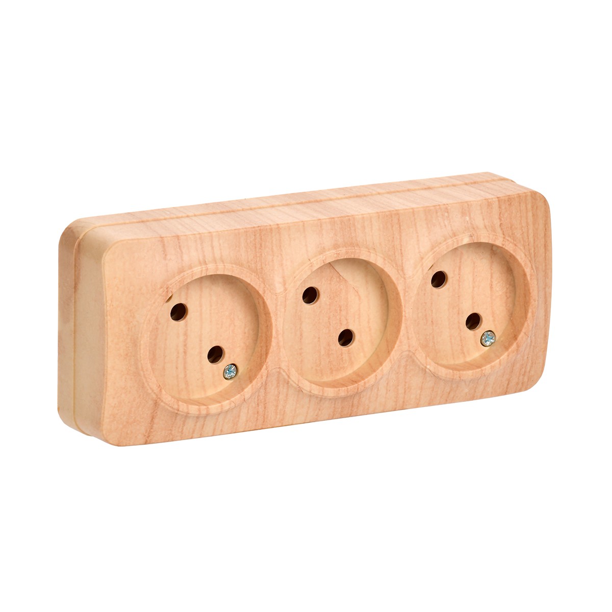 Розетка открыт. уст. "glory" 3-х местн. рс23-2-хс, 10а, сосна (1/24/288) "iek"