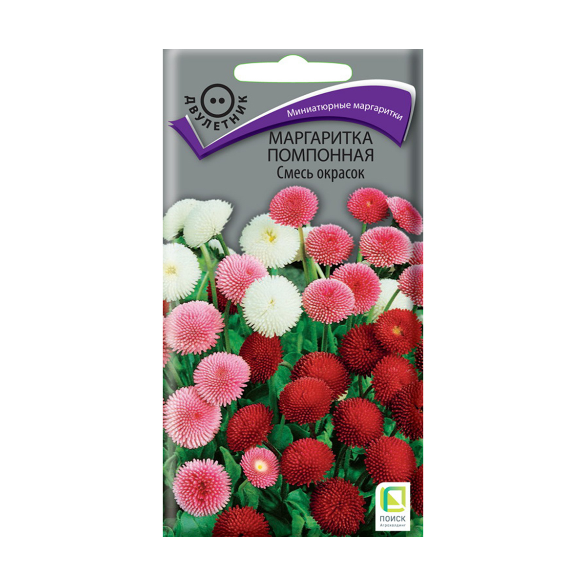 Семена цветов маргаритка помпонная, смесь окрасок 0,05 г ("2) (10/100) "поиск"