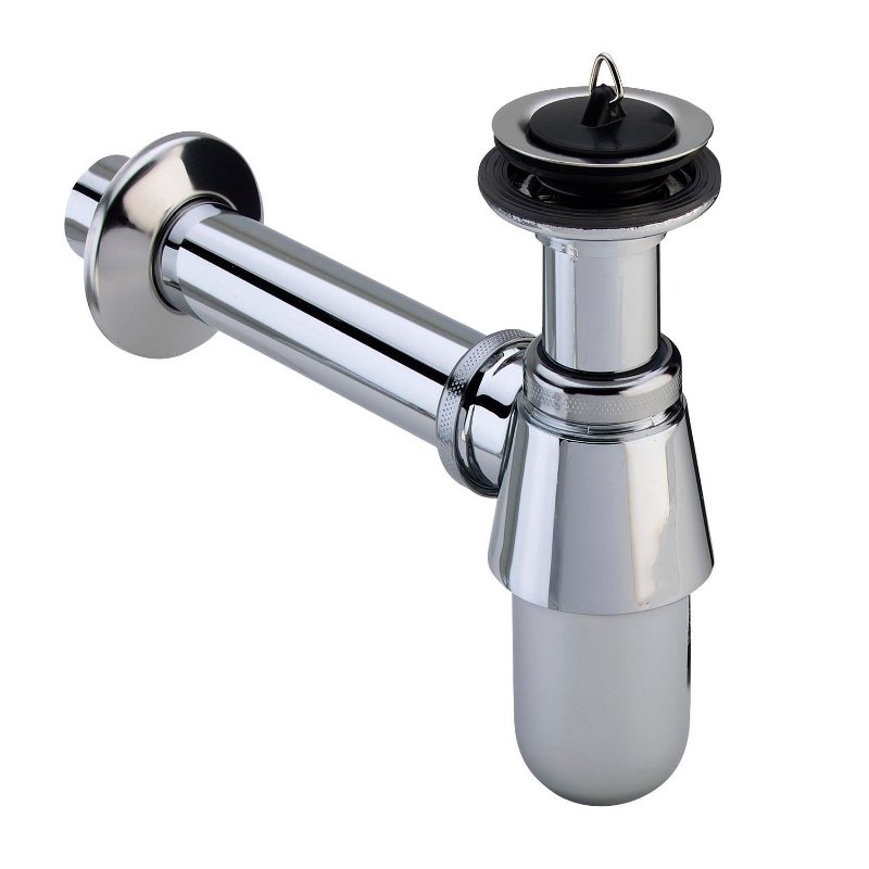 Сифон бутылочный 1"1/4 х 32 с универсальным отводом,пробкой, розеткой, хромированный VIEGA