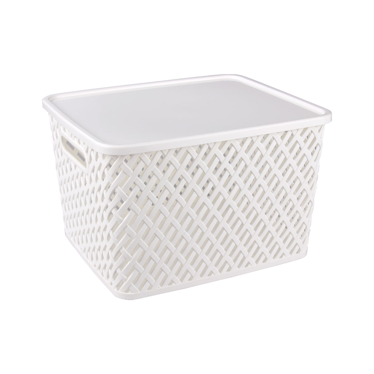 Корзина для хранения с крышкой "плетенка" 35*29*22,5 см (белая) (1/7) "альтернатива" м3591