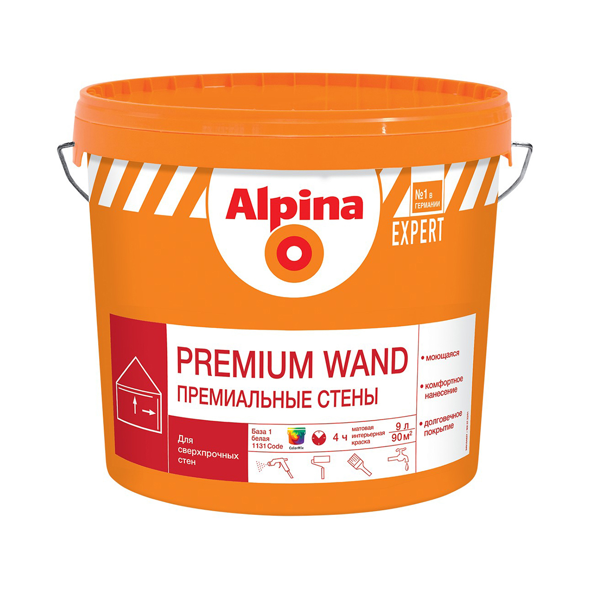 Краска интерьерная " expert premium wand" база 1 (белая) 9 л (1) "alpina"