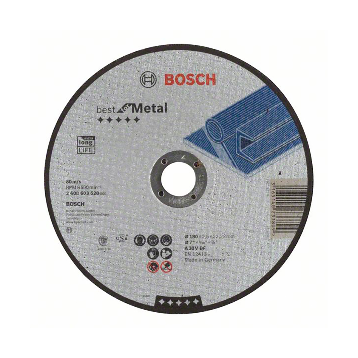 Круг отрезной по металлу "best for metal" 180 x 2,5 x 22,2 мм (1) "bosch" 2608603528