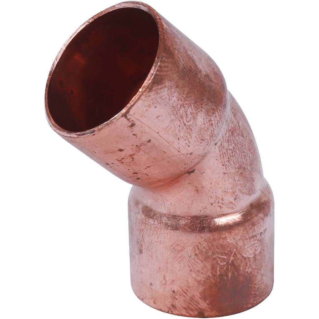 Отвод двухраструбный 22 мм / 45° под пайку медный SANHA 1504122